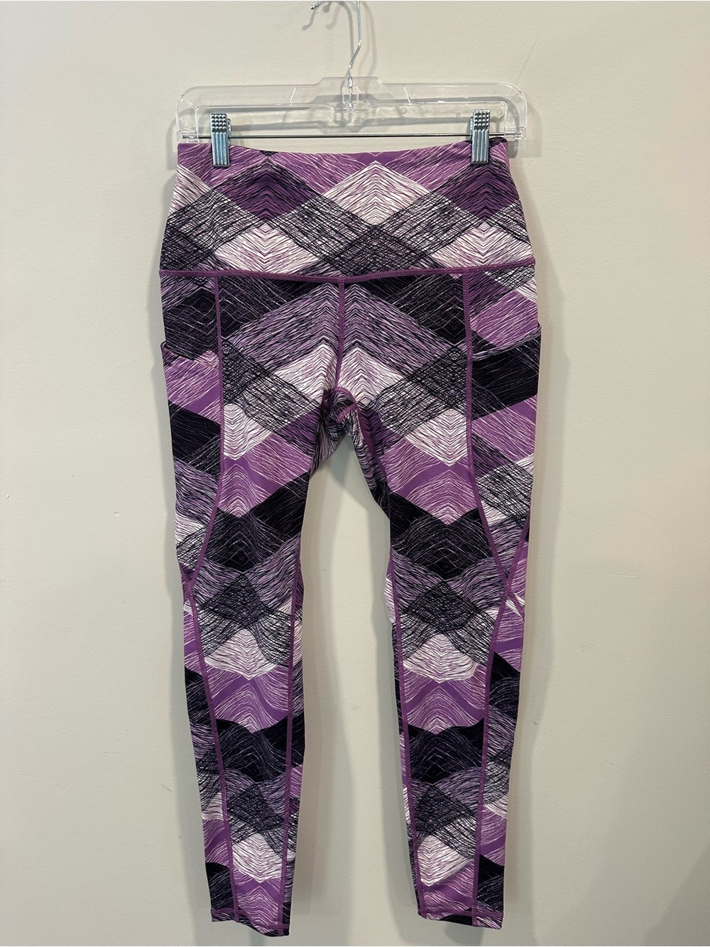 Girls' Purple Geometric Print Performance Leggings